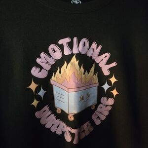 Athletic Works Black Crew Neck Sweater with Graphic Print